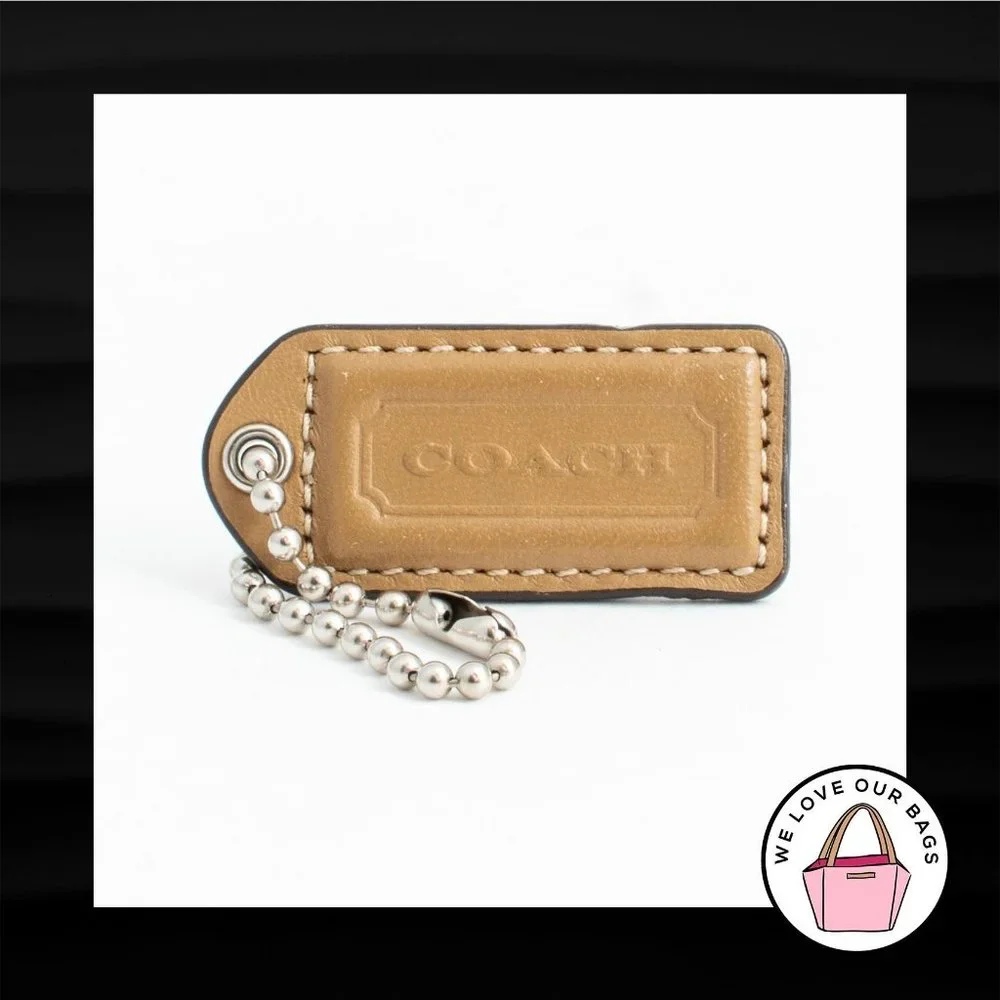2" Medium COACH TAN LEATHER KEY FOB BAG CHARM KEYCHAIN HANGTAG TAG